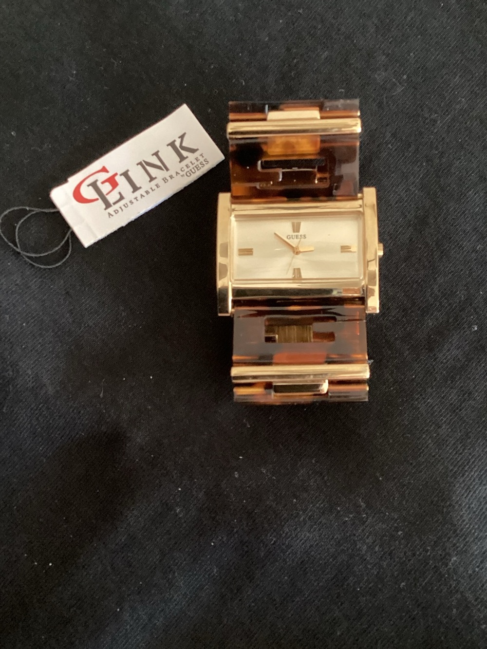 Guess Women’s Gold Tone Watch with Tortoiseshell Bracelet